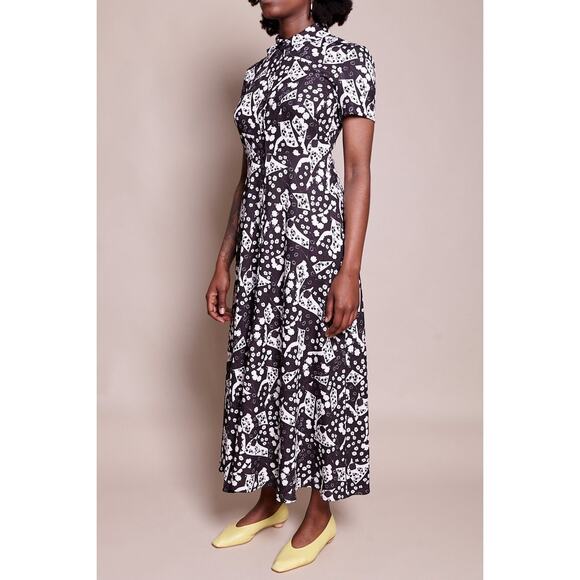 RACHEL COMEY FLORAL AXIL MIDI DRESS IN BLACK PRINT size 4 - Picture 2 of 14
